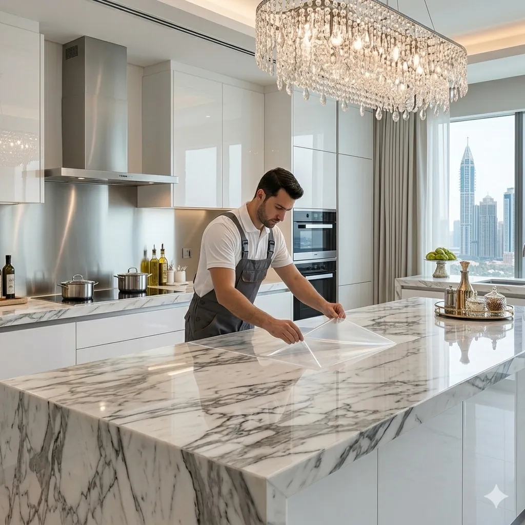 Marble and stone countertop protection film Dubai — Smart Auto UAE